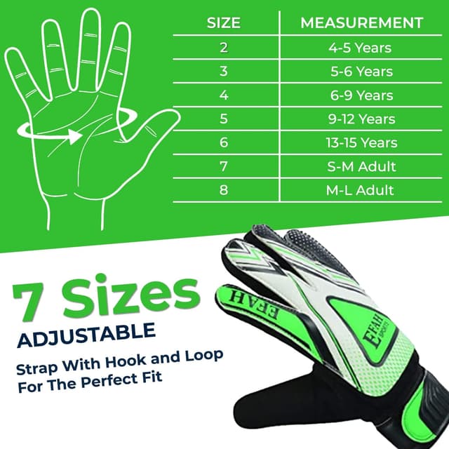 Detalle 2 de EFAH SPORTS Soccer Goalie Gloves for Kids with Strong Grips Palms