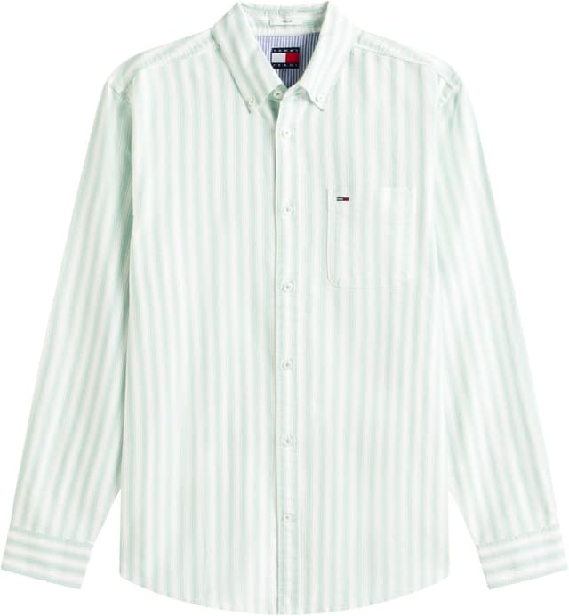Detalle de Tommy Jeans Tjm Reg Stripe Oxford Shirt, camicia a righe in stile Oxford da uomo