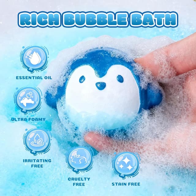 Detalle de Aofmee Kids Bath Bombs (12 pcs) with Animal Shapes & Natural Fruit Scents