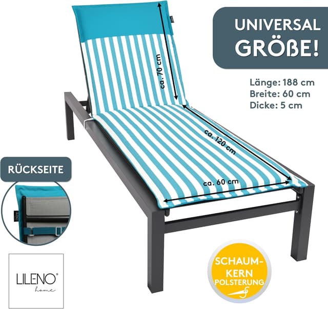Thumbnail 1 de LILENO HOME Cojín para Tumbona de Jardín 🌊 Acolchado y Enrollable