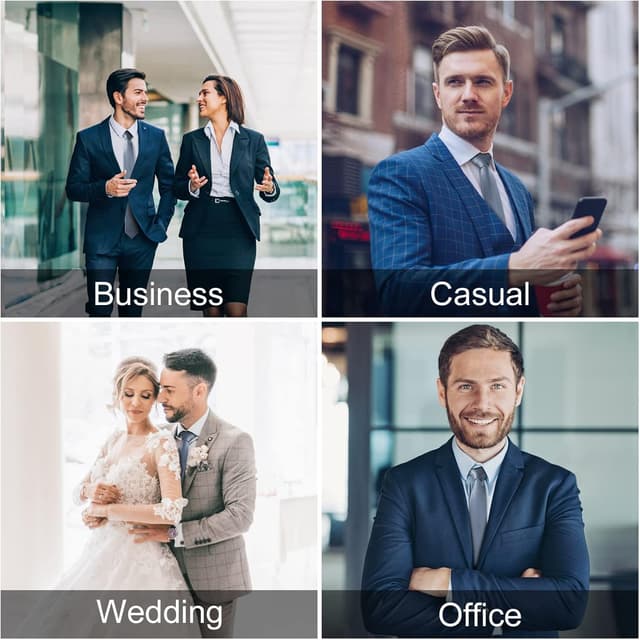 Thumbnail 4 de URAQT Corbata de Hombre Azul Grisáceo