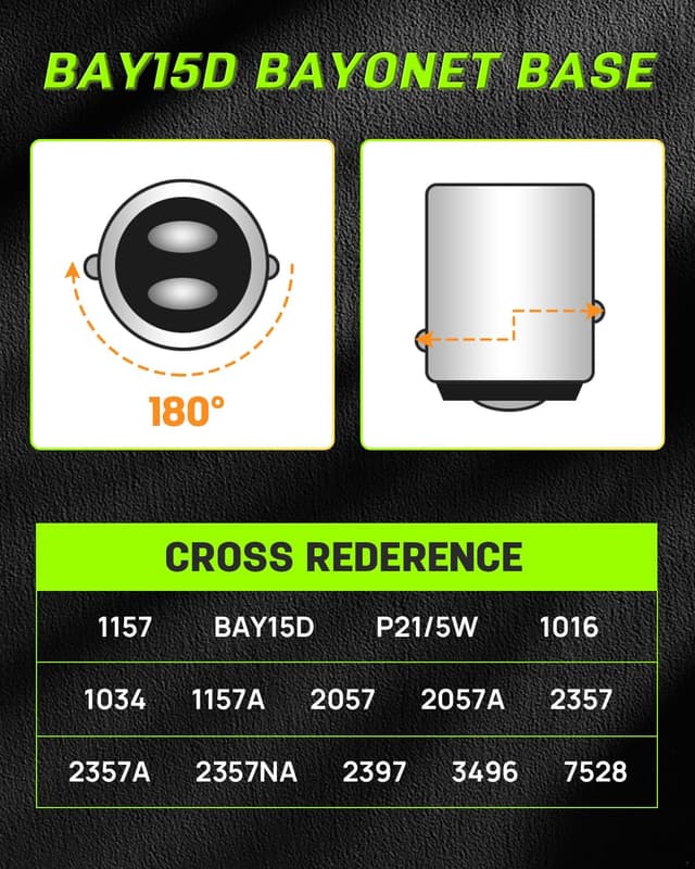 Detalle de Defvnsy 2x Amber/Yellow 1157 BAY15D LED Indicator Bulbs (P21/5W) for 12V DC – Turn signal, marker and more