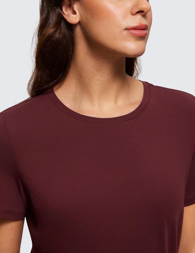 Detalle de CRZ YOGA Camicie a maniche corte in cotone Pima per donna, vestibilità ampia