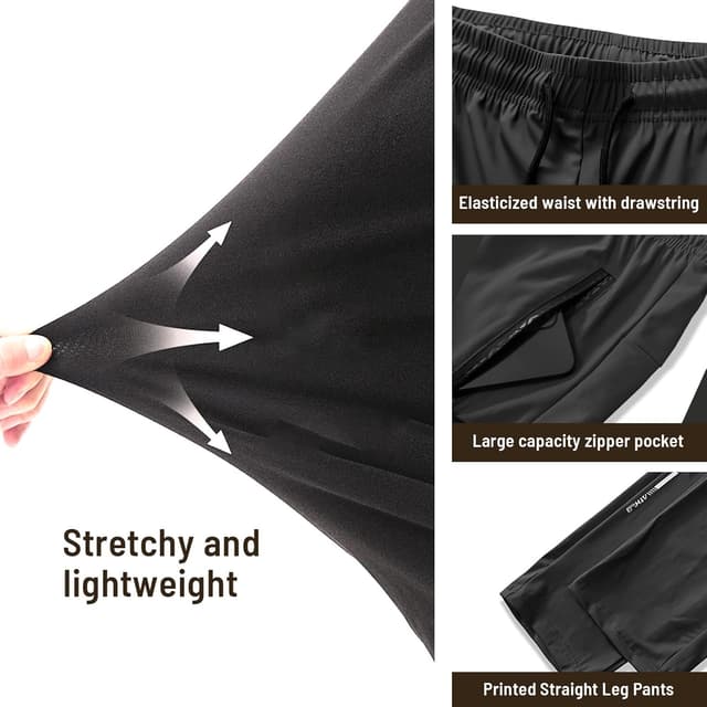 Detalle 2 de XYXYING 3-Pack Men’s Quick-Dry Sweatpants with Zipper Pockets for Running & Gym