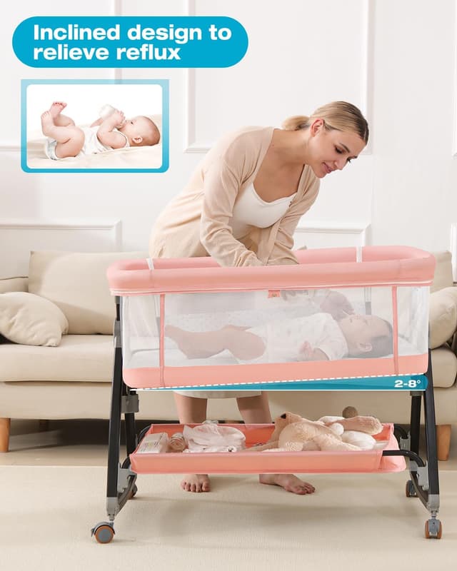 Detalle de Bedside Bassinet 6 height Adjustable 👶