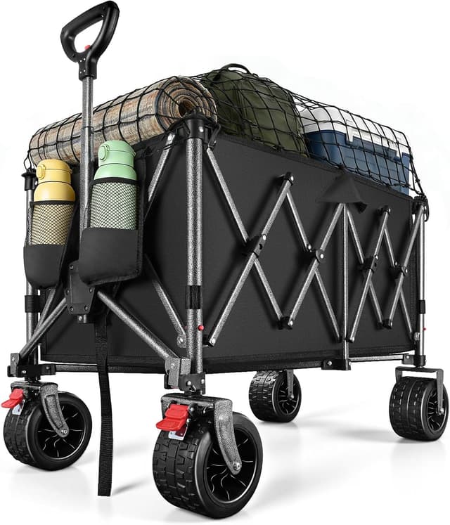 Detalle de YEAUPE PRO 200L Festival Trolley on Wheels (Large Folding Wagon) in black