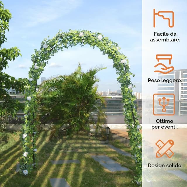 Detalle de Mr.Ton Robusto arco di Halloween nero da 2,4 m (PTG005) per piante rampicanti e decorazioni outdoor