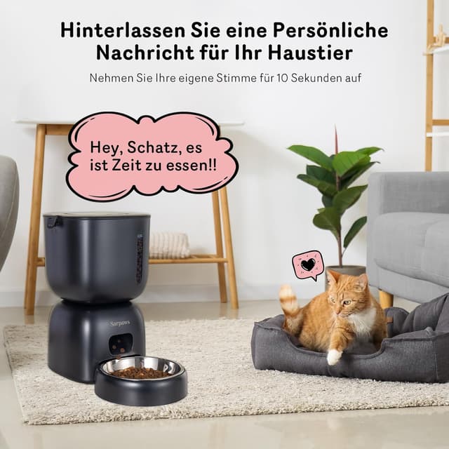 Detalle 2 de Sarpaws Futterautomat Katze & Trinkbrunnen FW1 mit Timer und programmierbarer Portionskontrolle (3 L)