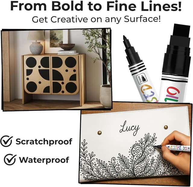 Thumbnail 6 de Chalkola 5 Oil Black Paint Pen (4 Dual Tip, 15mm Jumbo) – waterproof permanent oil paint markers