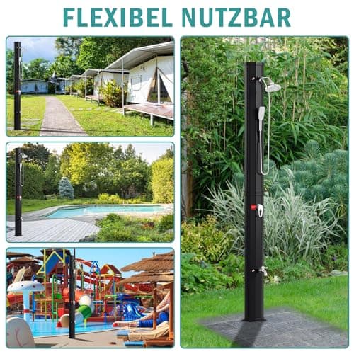 Thumbnail 6 de Vigevee ducha solar de jardín 40 l (hasta 60 °C) sin conexión eléctrica, con cabezal de lluvia giratorio