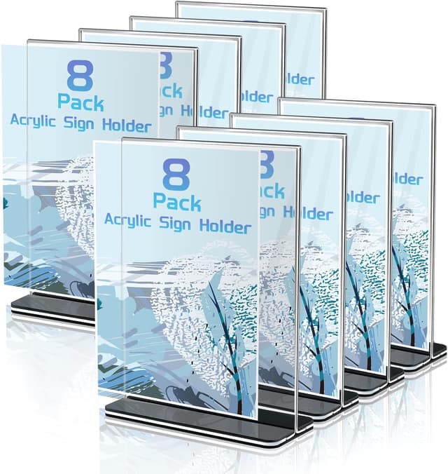 Thumbnail 6 de Toowood A4 Acrylic Sign Holder (2-Pack) L-Shaped Clear Slant Display Stand