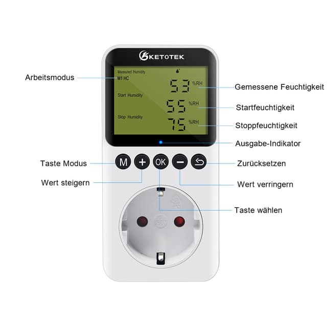 Detalle de KETOTEK KT3300 Hygrostat Steckdose 16A