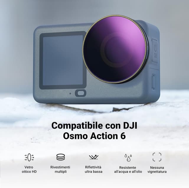 Thumbnail 1 de NEEWER Set filtri CPL + ND (ND8/16/32) per DJI Osmo Action 6, confezione da 4 con polarizzatore circolare regolabile