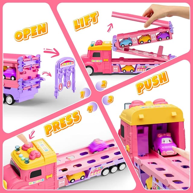 Detalle de Hot Bee Cars Transporter Truck 6-car set