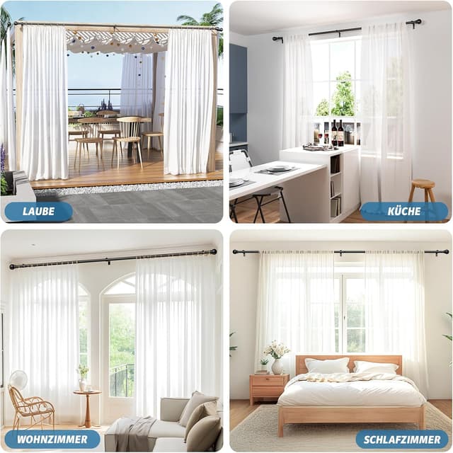 Detalle 2 de TRAROD Gardinenstange 81–314 cm schwarz