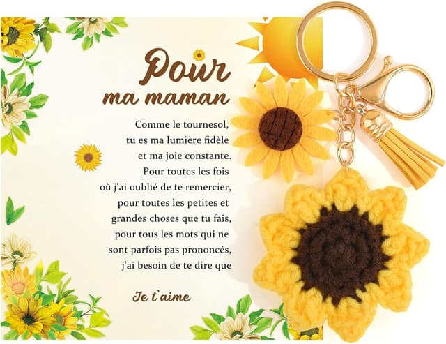 Detalle de Seyaa Cadeau Plein d'Amour Porte-clés tournesol pour maman, mamie et maîtresse