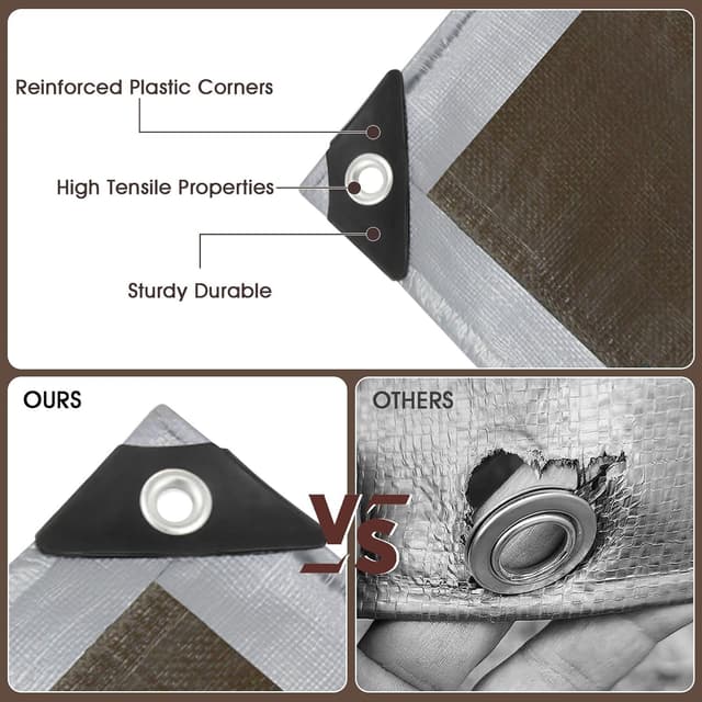 Detalle de SHANNA 3x6 m Waterproof Heavy Duty Tarpaulin Sheet Cover (180 GSM PE) with Reinforced Grommets