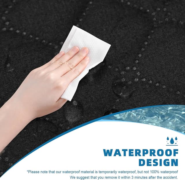 Thumbnail 4 de Jaotto Copridivano impermeabile trapuntato 3 posti con braccioli e tasche laterali, nero