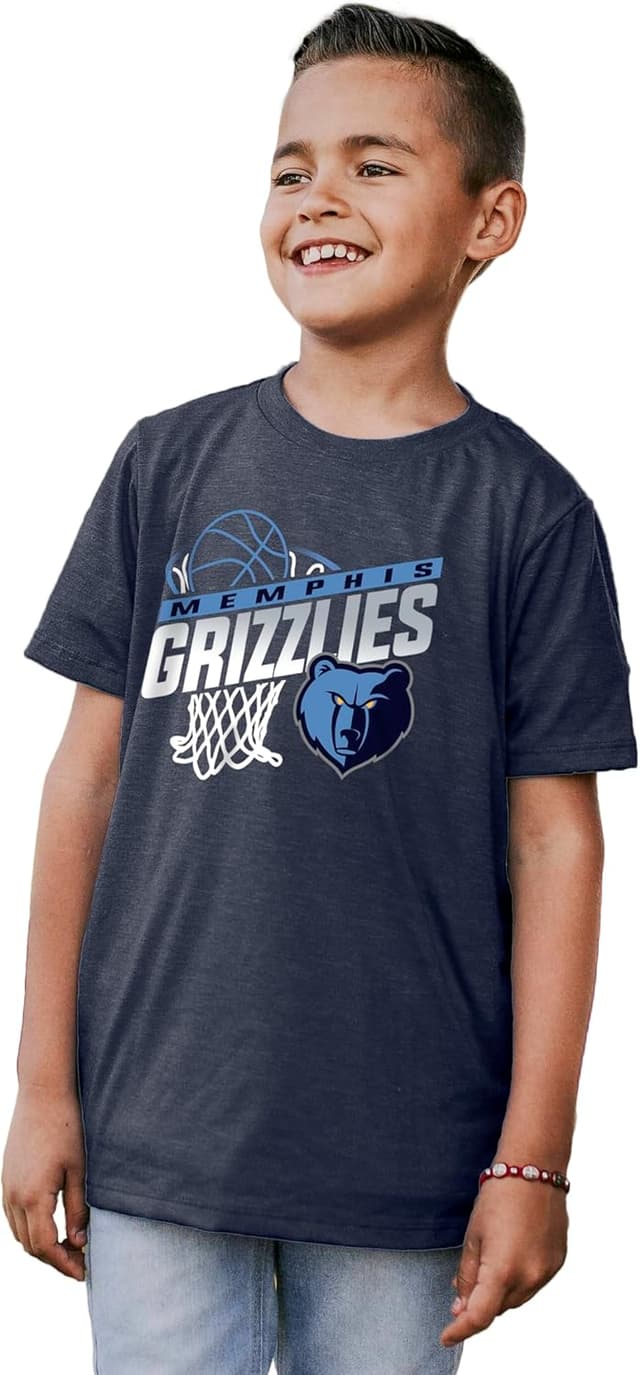 Detalle de Blue 84 Youth Tri-Blend NBA T-Shirt (Memphis Grizzlies) – Hoop Team Color