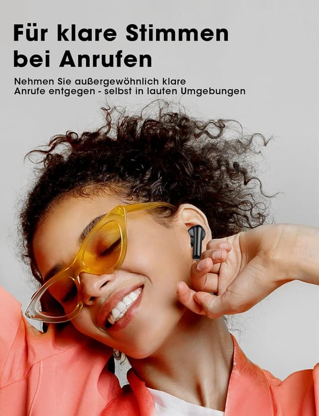 Detalle de ZZU 2026 Bluetooth In-Ear-Kopfhörer kabellos (Bluetooth 5.4, 4× ENC Mikrofone, IPX7) – mit LED & bis zu 48 Std. Spielzeit