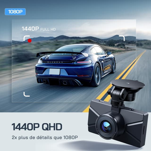 Detalle de WOLFANG Dashcam double avant/arrière 2,5K + 1080P avec mode parking 24 h