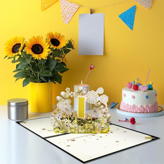 Detalle 2 de Anniversary Golden Gift pop up card