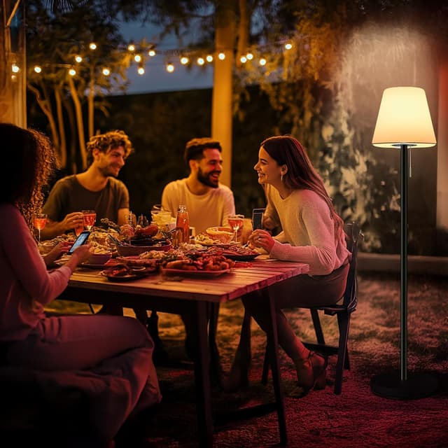 Thumbnail 6 de Ecvivk Solar-Stehlampe für den Außenbereich: Akku-LED, dimmbar, warmweiß & RGB, mit Lichtsensor und Fernbedienung