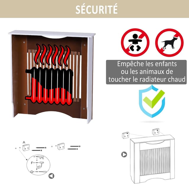Thumbnail 4 de HOMCOM Cache-radiateur à Lattes blanc 78x82 cm