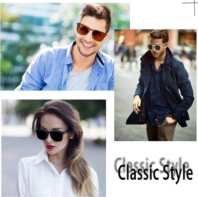 Detalle 2 de Musivon Occhiali da sole polarizzati unisex vintage quadrati con lenti UV400 (TR90)