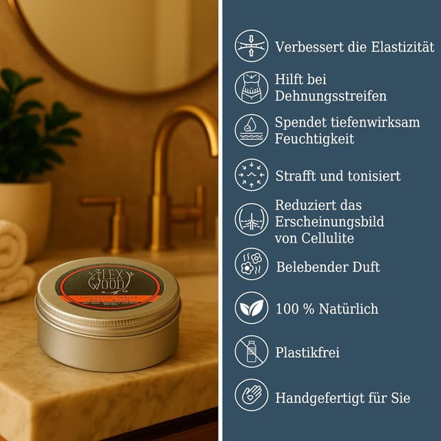 Detalle de Veganes Schoko-Orangen Körperbalsam (250 ml) mit Kakaobutter – plastikfrei & palmölfrei