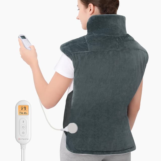 Detalle de Comfytemp gewichtetes Heizkissen für Rücken, Schulter & Nacken mit 9 Wärmestufen und Abschaltautomatik