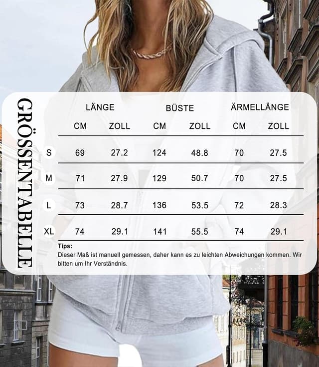 Detalle 2 de Veste sweat à capuche zippée pour femme Timuspo (65% coton / 35% polyester) – manches longues