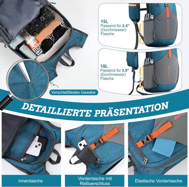 Thumbnail 2 de BECOJADDE 15L Wanderrucksack Türkis