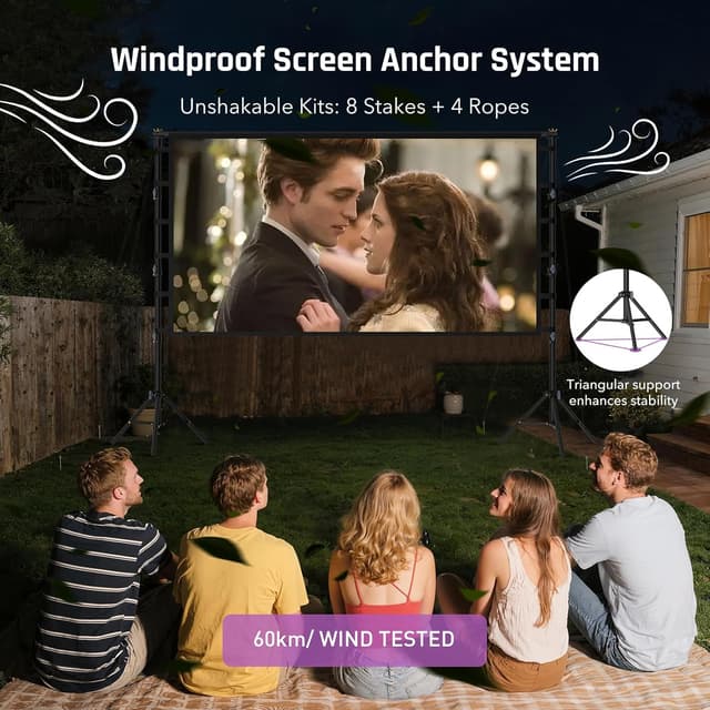 Detalle de LEORFI telo schermo proiettore portatile 120 pollici 16:9 con treppiede, borsa e supporto regolabile