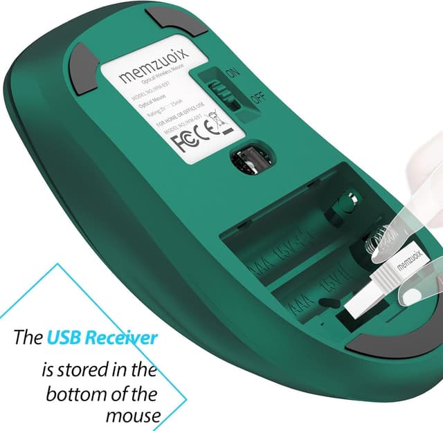 Detalle 2 de memzuoix Kabellose Maus 2.4GHz – Tragbare optische Wireless-Maus mit 1400 DPI, Mini-USB-Empfänger