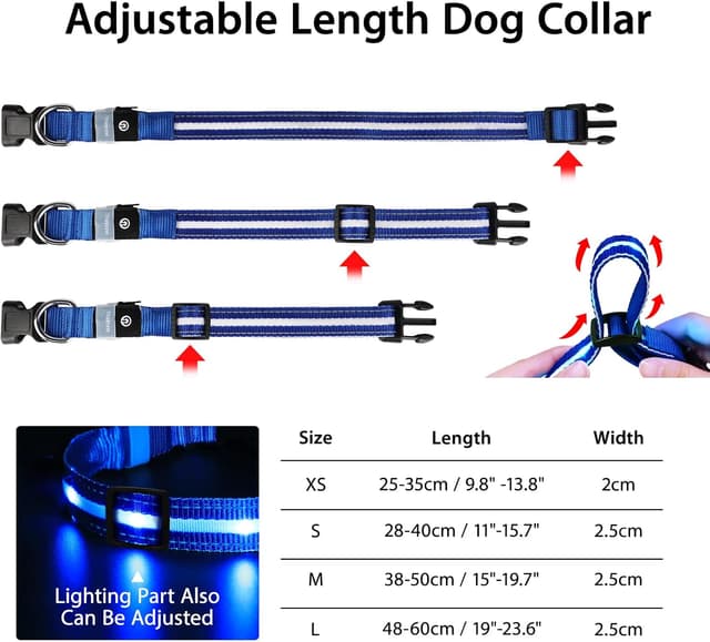 Detalle 2 de MASBRILL Light Up Dog Collar with USB Rechargeable LED Lights (3 Modes, Waterproof, Adjustable)
