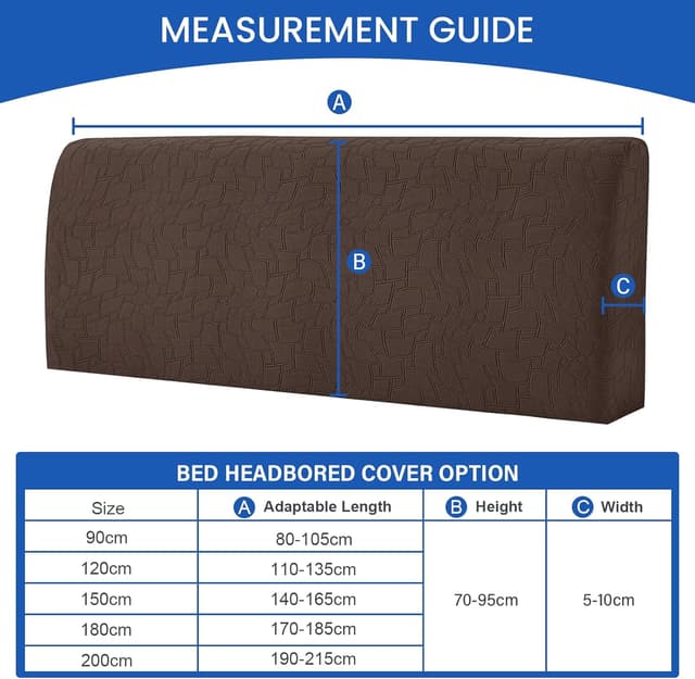 Detalle de Ystyle copri testiera letto matrimoniale/singolo elasticizzata lavabile 90 cm – Caffè Chiaro