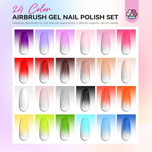 Detalle 2 de SAVILAND Airbrush Gel Nail Polish (HEMA-free, 24 Colors) for Dilution-Free Gradients & Layered Nail Art