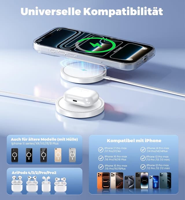 Detalle de Mag-Safe Ladegerät 15W Qi Magnet