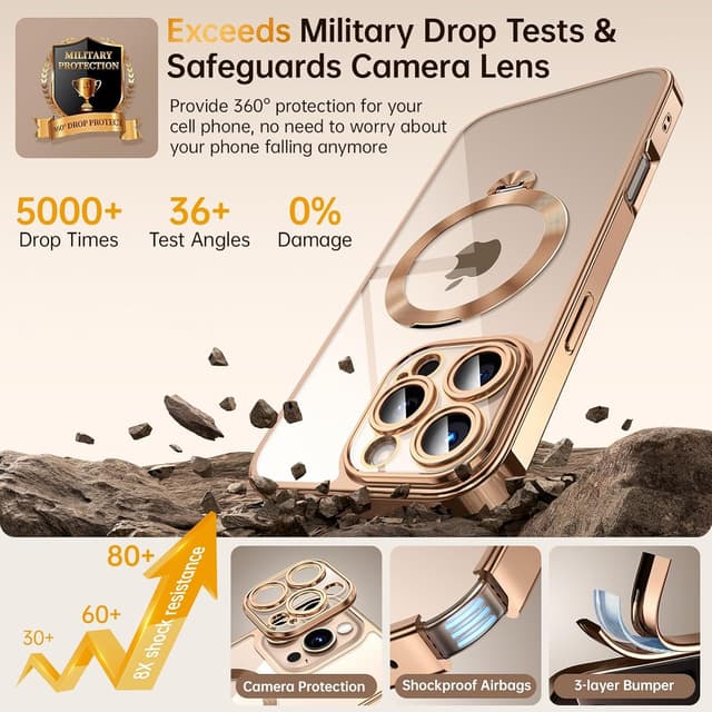 Detalle de Offical Desert Titanium for iPhone 16 Pro Max Case with 360° Spin Stand (DIY Glitter Cardstock, MagSafe)