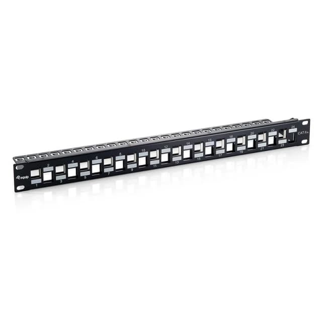 Detalle de Equip 1U Panel de parcheo 24 puertos Cat 6 para rack 19”