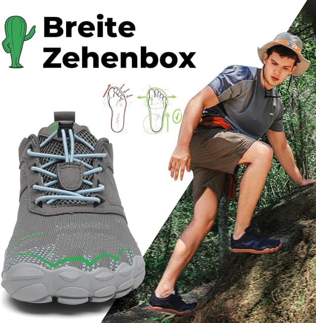 Detalle de SAGUARO Unisex Barfußschuhe Outdoor mit Zehenbereich und Zero-Drop-Sohle (Gr. 36–48)