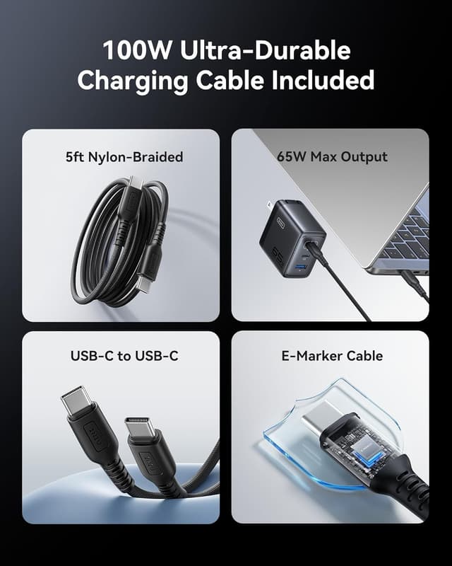 Detalle 1 de INIU 65W USB C Charger Block with 3 Ports