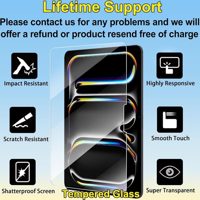 Detalle de 4youquality 2-Pack 9H Tempered Glass Screen Protector for 11-inch iPad Pro (M5/M4, 2025/2024)