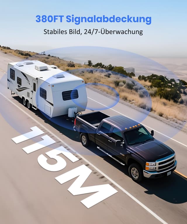 Detalle de AUTO-VOX kabellose Rückfahrkamera mit Solar & Magnet, 5" 1080P Monitor (bis 115 m)