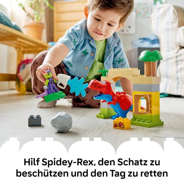 Detalle de LEGO DUPLO 10463 Spidey-Rex vs. Green Goblin – 2 Figuren inkl. Spidey-T-Rex für Kinder ab 2 Jahren