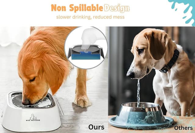 Detalle de H&A PETCARE Non Spill Dogs Water Bowl (1.5L) – Travel splash-proof bowl for dogs and cats, grey