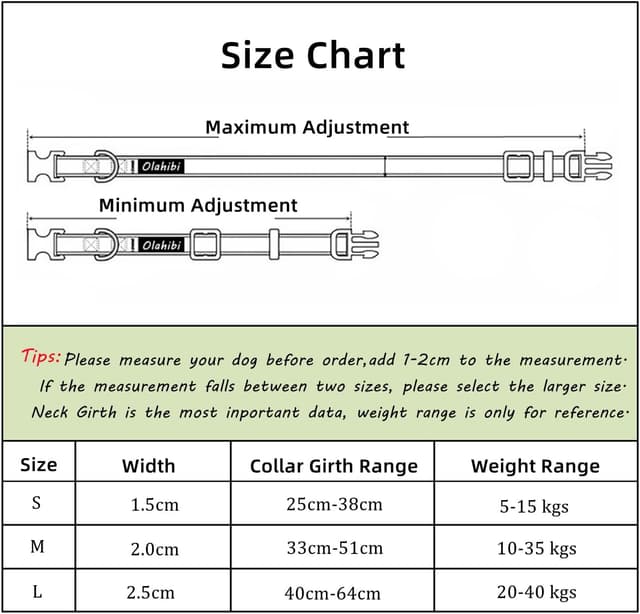 Detalle de Olahibi Basic Dog Collar (S) Padded Neoprene Polyester Webbing with Daisy Pattern