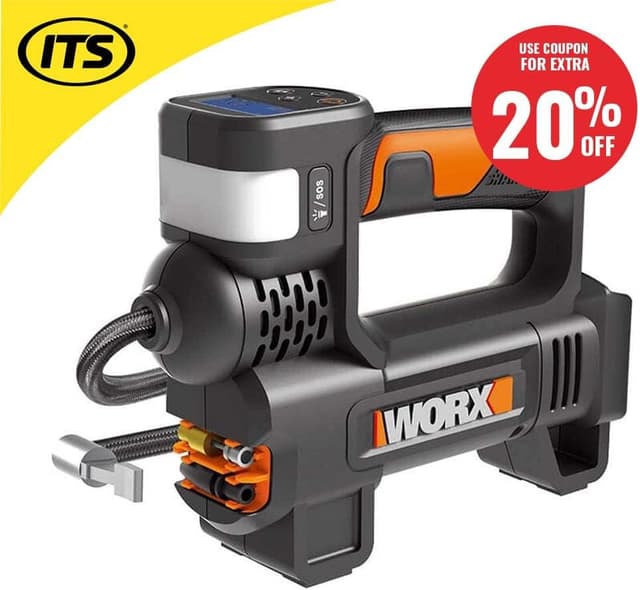 Detalle 2 de WORX WX092.9 Cordless Inflator 18V 4-in-1 (150 PSI) with Digital LED Gauge, Auto Stop & SOS Light