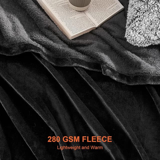 Detalle de EHEYCIGA fleece blanket 220x240cm black